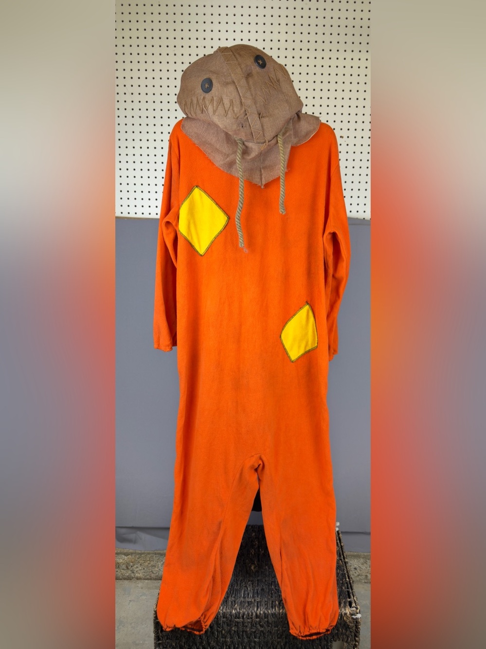 Trick 'r Treat Sam Costume Adult S/M Deluxe Burlap Mask & Fleece Jumpsuit